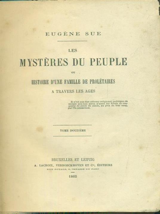 Les mysteres du peuple 12vv - Eugène Sue - copertina