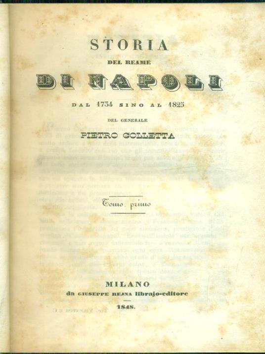 Storia del Reame di Napoli 2vv - Pietro Colletta - copertina