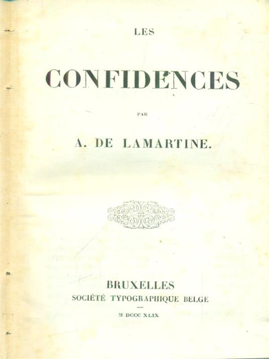 Les confidences - A. De La Martine - copertina