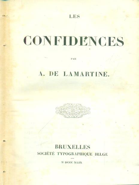 Les confidences - A. De La Martine - 2