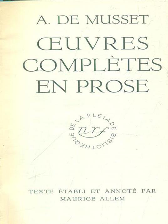 Oeuvres completes en prose - copertina