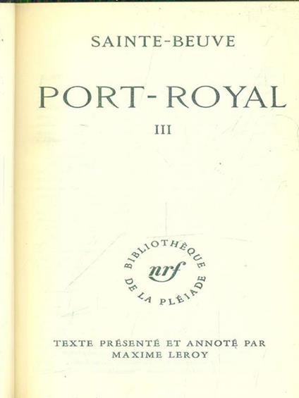 Port-Royal III - Charles A. Sainte-Beuve - copertina