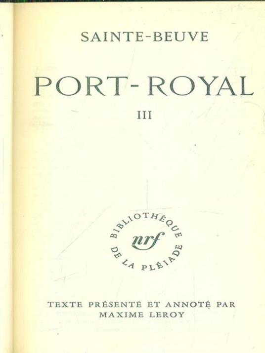 Port-Royal III - Charles A. Sainte-Beuve - copertina