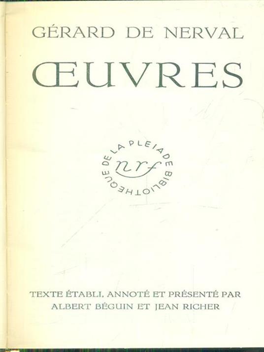 Oeuvres - Gérard de Nerval - copertina