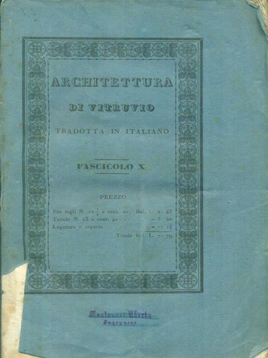 L' architettura - libro X - Marco Vitruvio Pollione - copertina