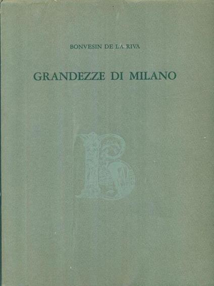 Grandezze di Milano - Bonvesin de la Riva - copertina