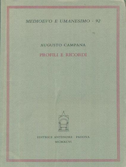 Profili e ricordi - Augusto Campana - copertina