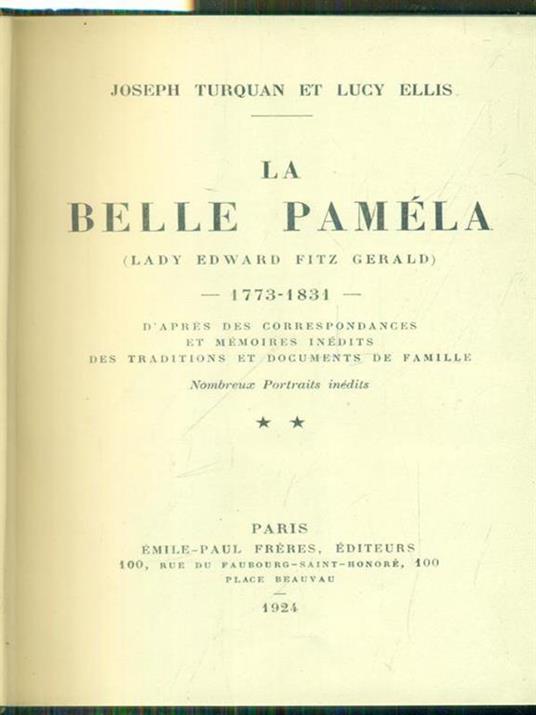 La belle Pamela 2vv - Joseph Turquan - copertina