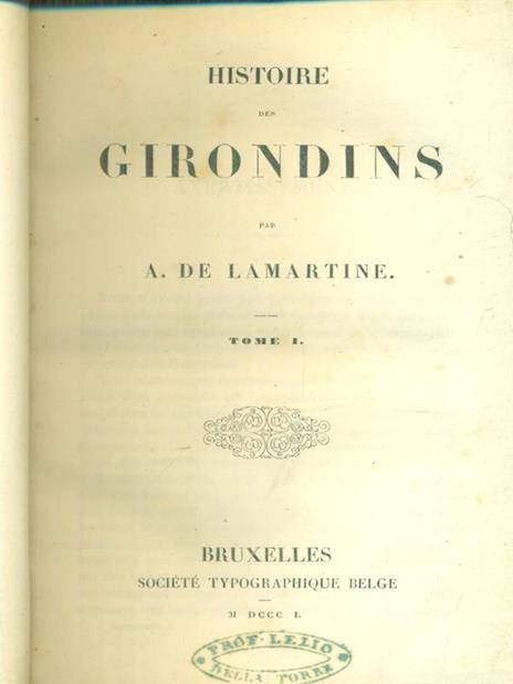 Histoire des girondins 5vv - Alphonse Lamartine - copertina