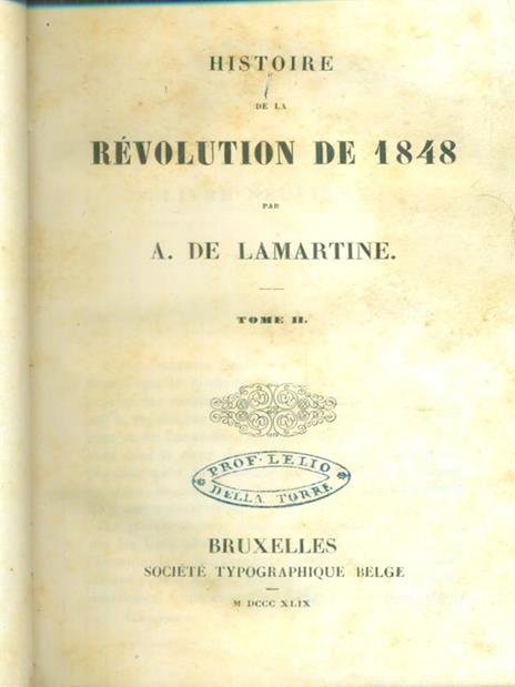 Histoire de la revolution de 1848 2vv - alphonse Lamartine - copertina