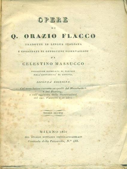 Opere 6 vv 7 tomi - Q. Orazio Flacco - copertina