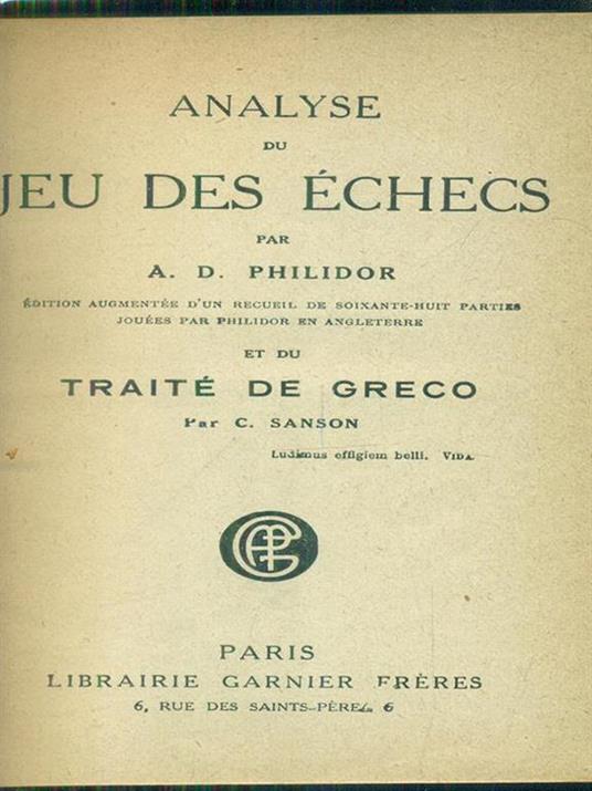 Analyse du jeu des echecs - copertina