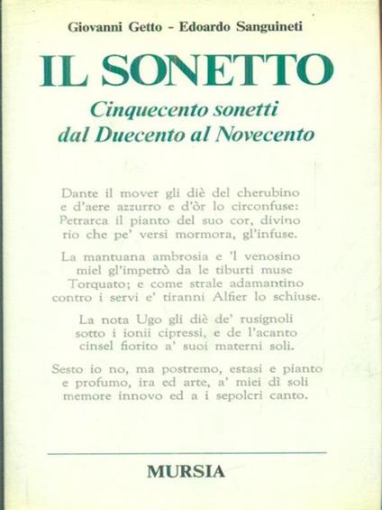 Il sonetto - Giovanni Getto,Edoardo Sanguineti - copertina