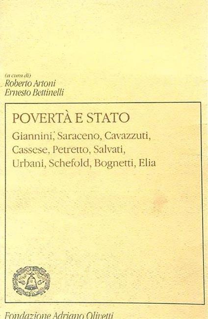 Povertà e Stato - Roberto Artoni,Ernesto Bettinelli - copertina