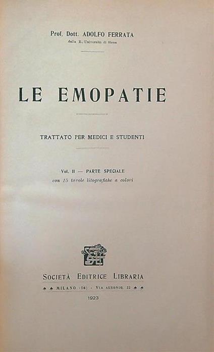 Le emopatie - Adolfo Ferrata - copertina