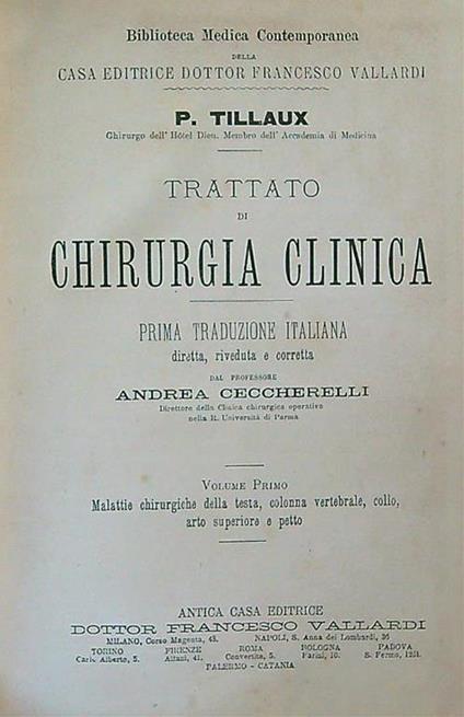 Trattato di Chirurgia Clinica 2 voll. - P. Tillaux - copertina