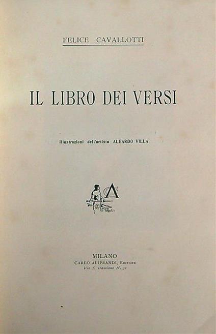 Il libro dei versi - Felice Cavallotti - copertina