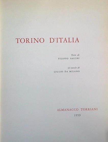 Torino d'Italia - Filippo Sacchi - copertina