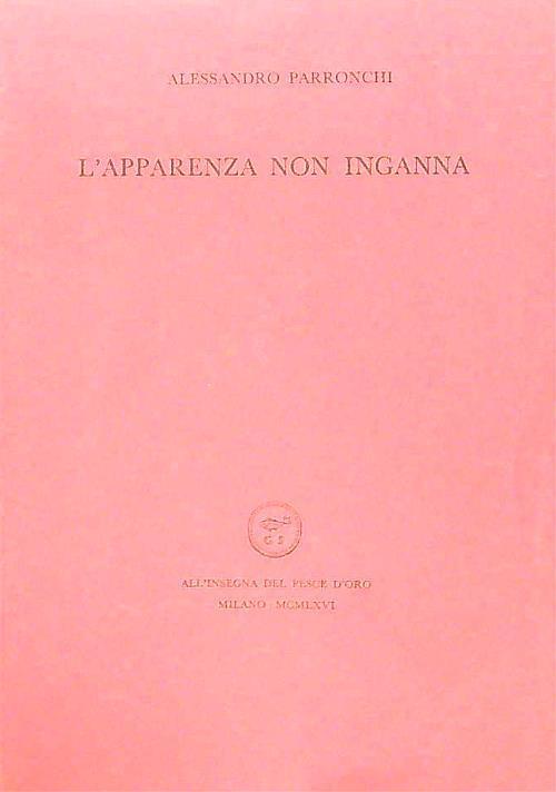 L' apparenza non inganna - Alessandro Parronchi - copertina