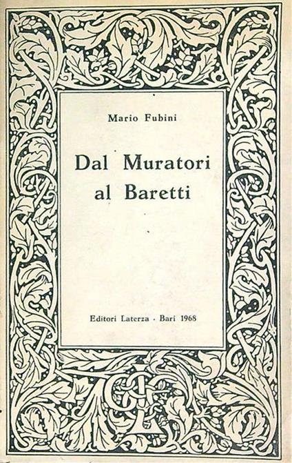 Dal Muratori al Baretti - Mario Fubini - copertina