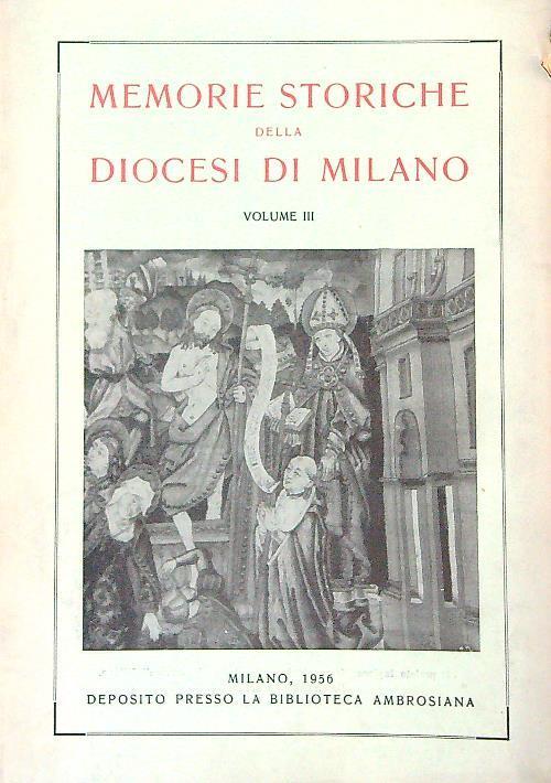 Memorie storiche della Diocesi di Milano vol. III - copertina