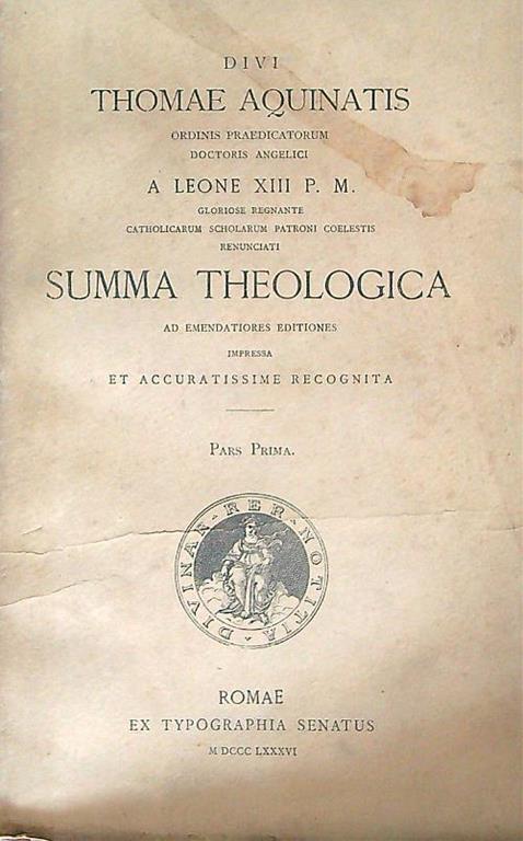 Summa Theologica Pars Prima - Tommaso d'Aquino (san) - copertina