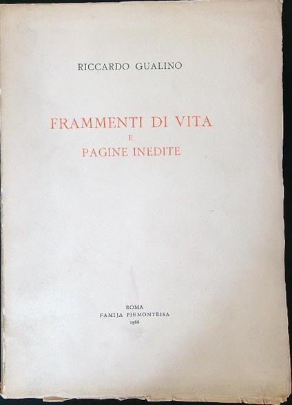 Frammenti di vita e pagine inedite - Riccardo Galiani - copertina