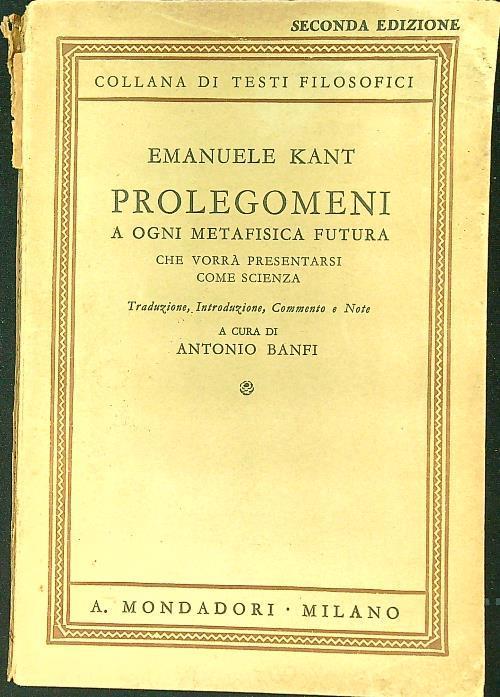 Prolegomeni - Emanuele Kant - copertina