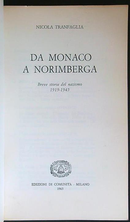 Da Monaco a Norimberga 1919 -1945 - Nicola Tranfaglia - copertina