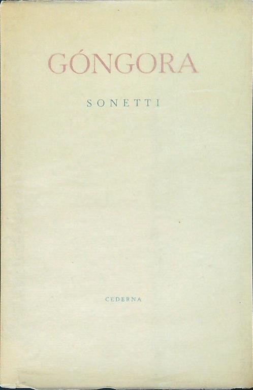 Sonetti - Luís de Góngora - copertina