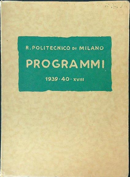 Programmi 1939 40 - XVIII - copertina