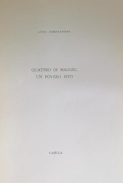 Quattro di maggio, un povero rito - Luigi Compagnone - copertina