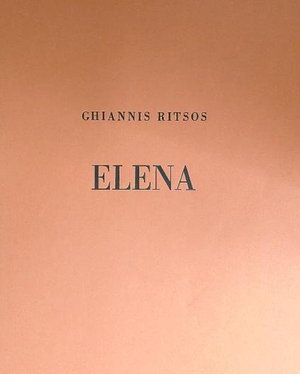Elena - Ghiannis Ritsos - copertina