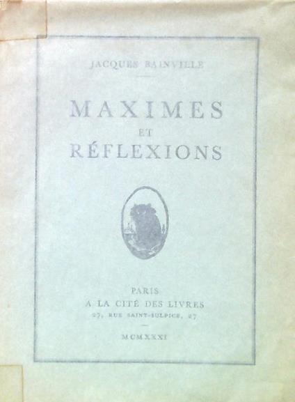 Maximes et reflexions - Jacques Bainville - copertina