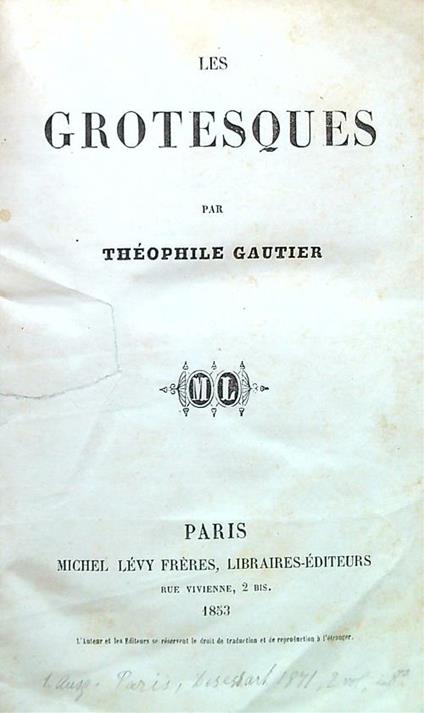 Les Grotesques - Théophile Gautier - copertina