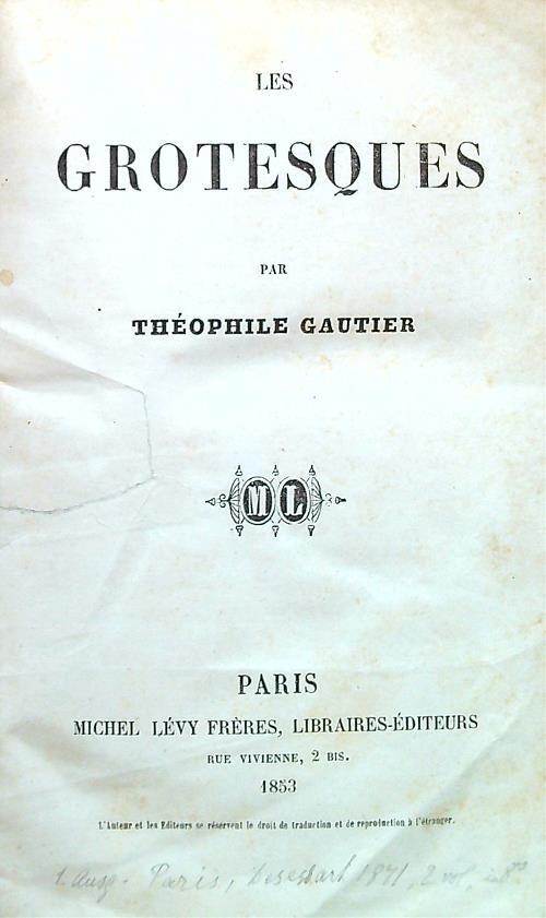 Les Grotesques - Théophile Gautier - copertina