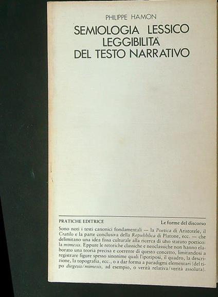 Semiologia lessico leggibilità del testo narrativo - Philippe Hamon - copertina