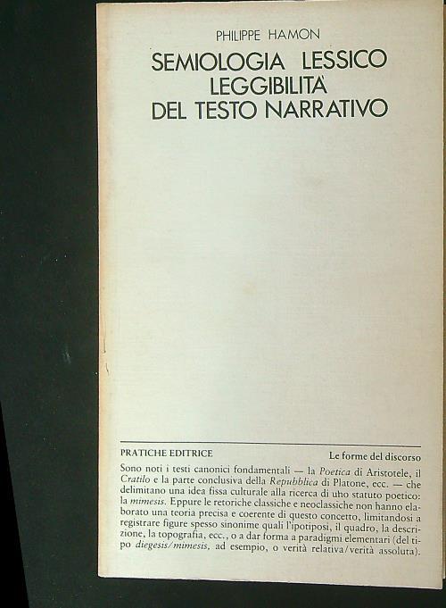 Semiologia lessico leggibilità del testo narrativo - Philippe Hamon - copertina