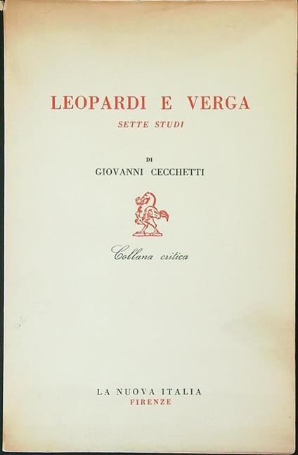 Leopardi e Verga - Giovanni Cecchetti - copertina