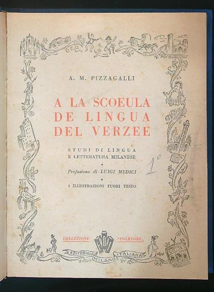 A la scoeula de lingua del verzee - A. M. Pizzagalli - copertina