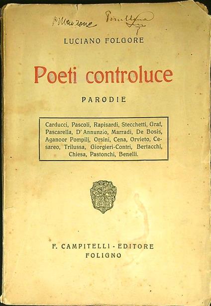 Poeti controluce - Luciano Folgore - copertina