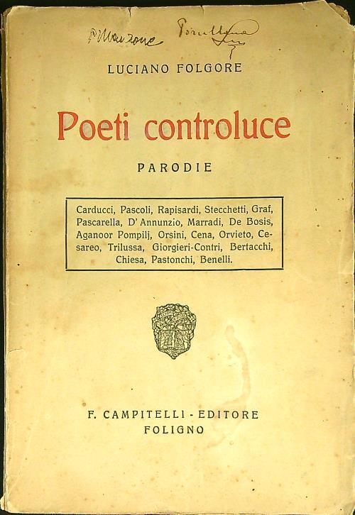 Poeti controluce - Luciano Folgore - copertina