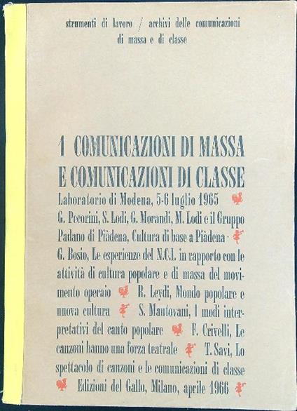 Strumenti di lavoro / Archivi delle comunicazioni di massa e di classe 1 - copertina