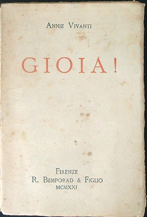 Gioia! - Annie Vivanti - copertina