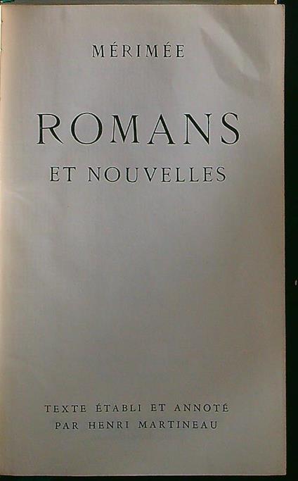 Romans et nouvelles - Prosper Mérimée - copertina