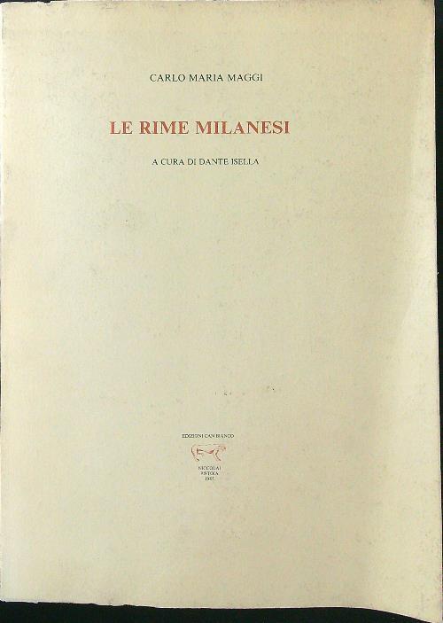 Le rime Milanesi - Carlo Maria Maggi - copertina