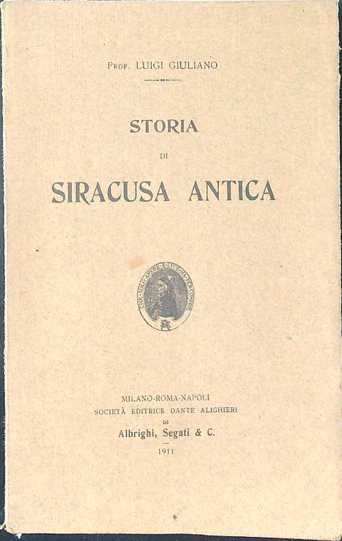 Storia di Siracusa antica - Luigi Giuliano - copertina