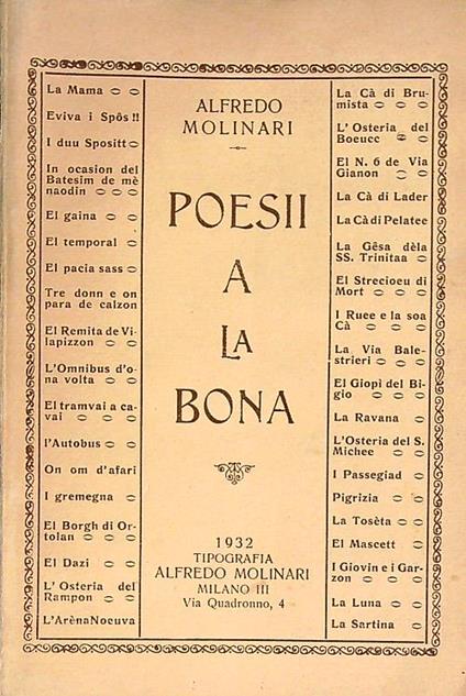 Poesii a la bona - Alfredo Molinari - copertina