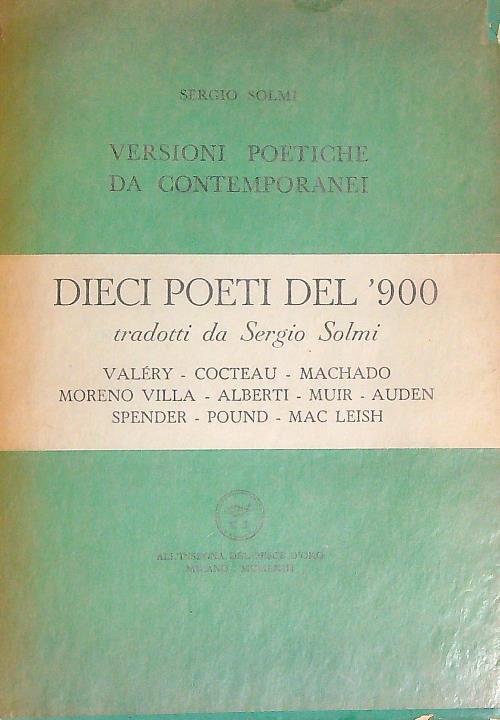 Versioni poetiche da contemporanei - Sergio Solmi - copertina