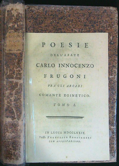 Poesie Tomo I - Carlo Innocenzo Frugoni - copertina